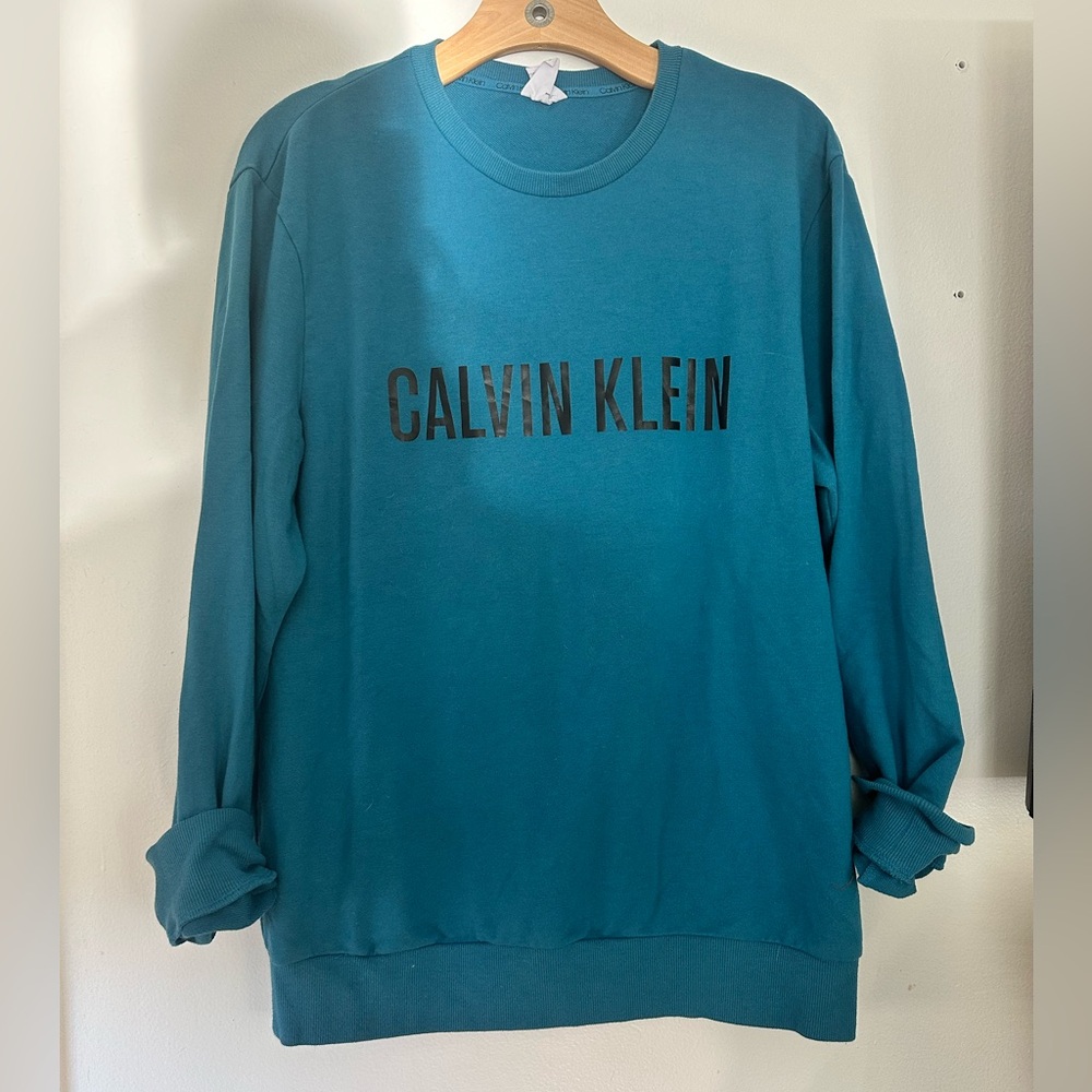 Calvin Klein Teal Crewneck Sweatshirt with Black Logo
